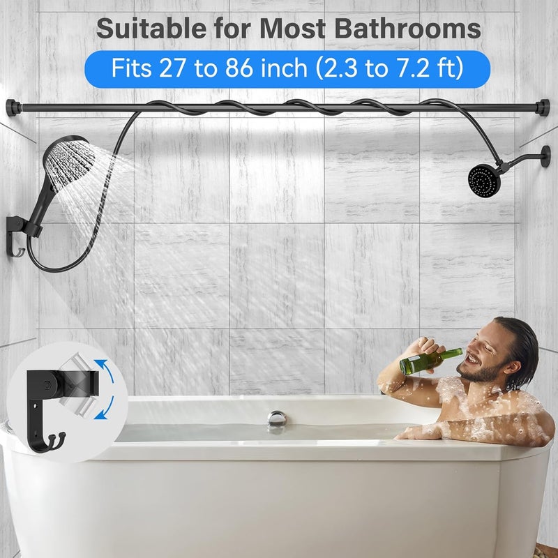 NTPN Dual Shower Head with Handheld for Couples: High Pressure Double Shower Heads for Two People - Adjustable Two Showerhead System with 3 Flow Settings Fits 2 Person Bathroom (Black) - Image 2